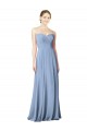 Sleeveless Dusty Blue Sweetheart Low Back Chiffon A-Line Bridesmaid Dresses Brisbane