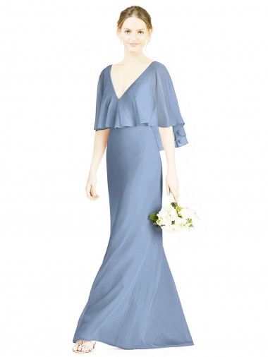 Sleeveless V-Neck Soft Chiffon Trumpet Bridesmaid Dress Brisbane