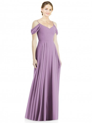 Sleeveless Off the Shoulder Open Back Soft Chiffon A-Line Semi Formal Evening Dress / Bridesmaid Dress Brisbane