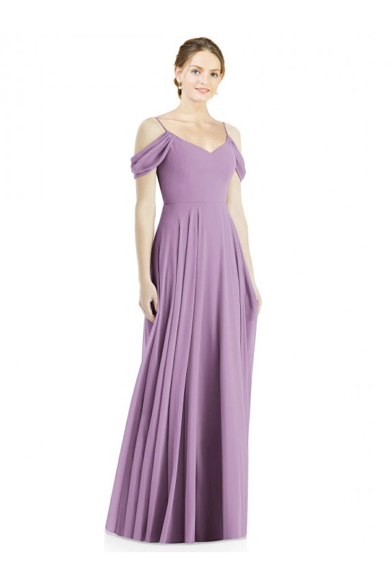Sleeveless Off the Shoulder Open Back Soft Chiffon A-Line Semi Formal Evening Dress / Bridesmaid Dress Brisbane
