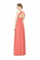 Sleeveless Coral Halter Neck Open Back Soft Chiffon A-Line Bridesmaid Dress Brisbane