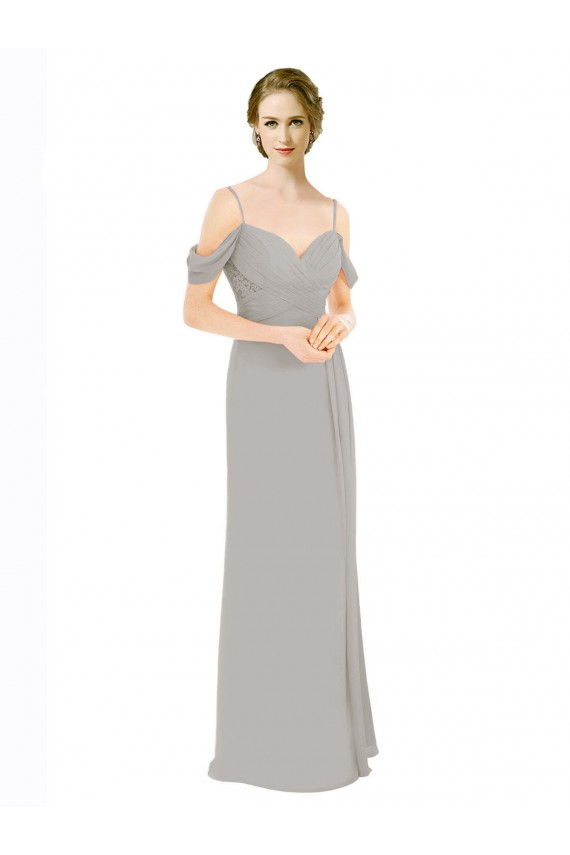 Cold Shoulder Off the Shoulder Open Back Soft Chiffon & Lace A-Line Bridesmaid Dress Brisbane