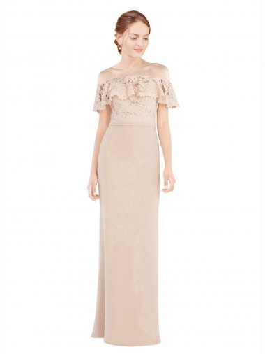 Sleeveless Off the Shoulder Soft Chiffon & Lace A-Line Prom Dress / Bridesmaid Dress Brisbane