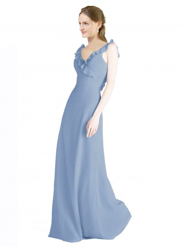 Sleeveless V-Neck Open Back Chiffon A-Line Bridesmaid Dress Brisbane