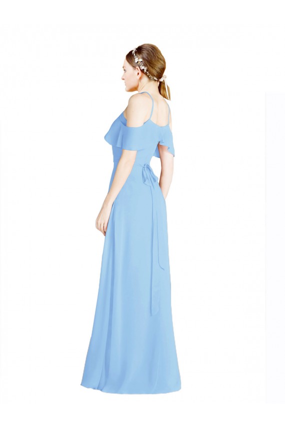 Cold Shoulder Halter Neck Low Back Soft Chiffon A-Line Formal Dress / Bridesmaid Dress Brisbane