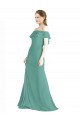 Sleeveless Icelandic Silver Off the Shoulder Soft Chiffon A-Line Bridal Party Dress Brisbane