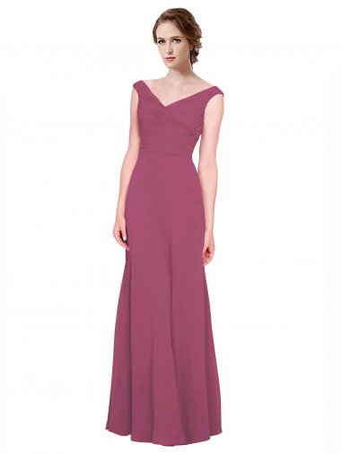 Sleeveless Mauve Taupe V-Neck Soft Chiffon A-Line Bridesmaid Dress Brisbane