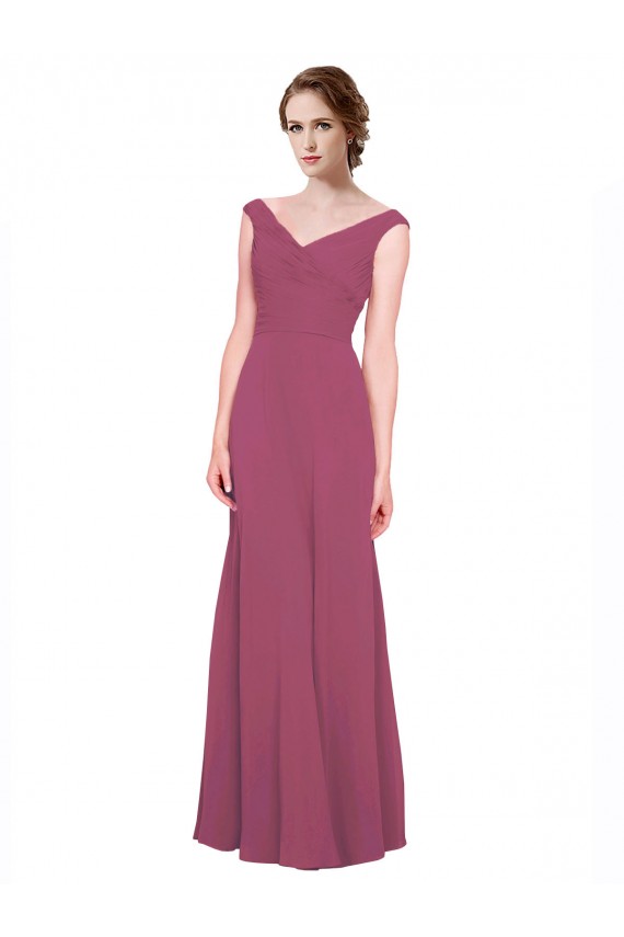 Sleeveless Mauve Taupe V-Neck Soft Chiffon A-Line Bridesmaid Dress Brisbane