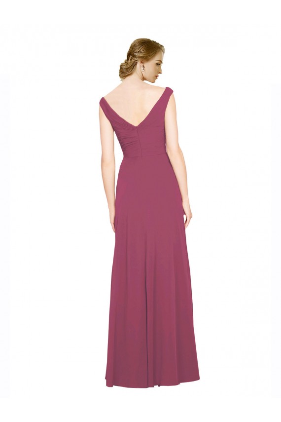 Sleeveless Mauve Taupe V-Neck Soft Chiffon A-Line Bridesmaid Dress Brisbane