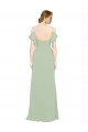 Sleeveless Smoke Green Off the Shoulder Low Back Lxue Chiffon A-Line Bridesmaid Dress Brisbane