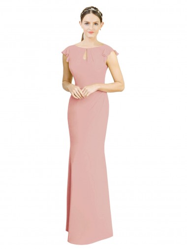 Cap Sleeves Boat Neck Soft Chiffon Mermaid Formal Dress / Bridesmaid Dress Brisbane