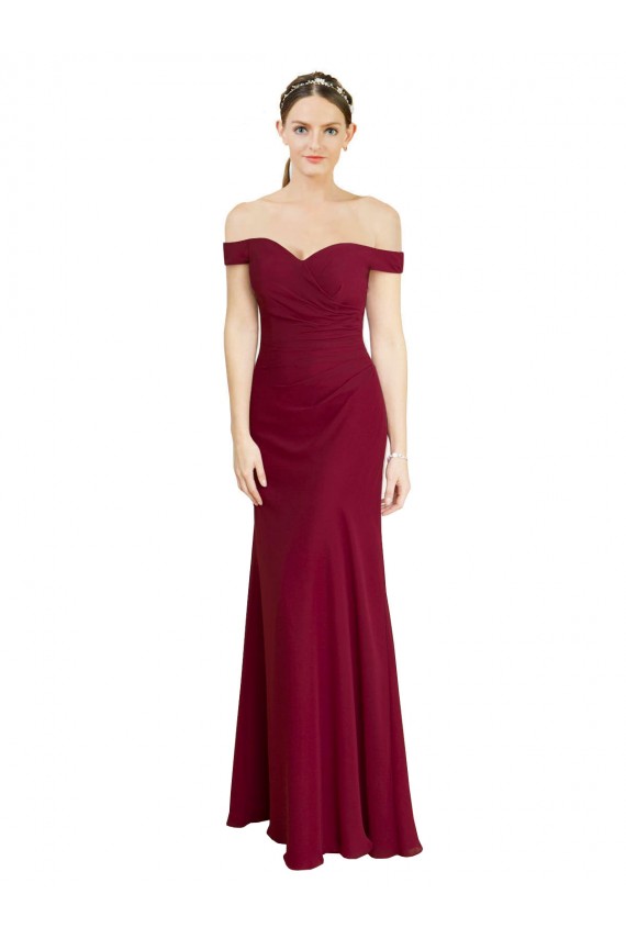 Sleeveless Off the Shoulder Soft Chiffon Mermaid Black Tie Prom Dress / Bridesmaid Dress Brisbane