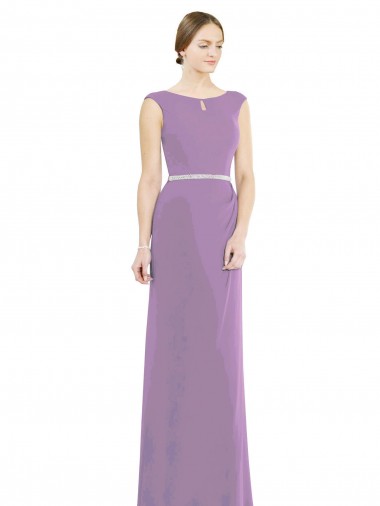 Sleeveless Boat Neck Low Back Soft Chiffon A-Line Formal Dress / Bridesmaid Dress Brisbane