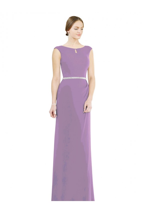 Sleeveless Boat Neck Low Back Soft Chiffon A-Line Formal Dress / Bridesmaid Dress Brisbane