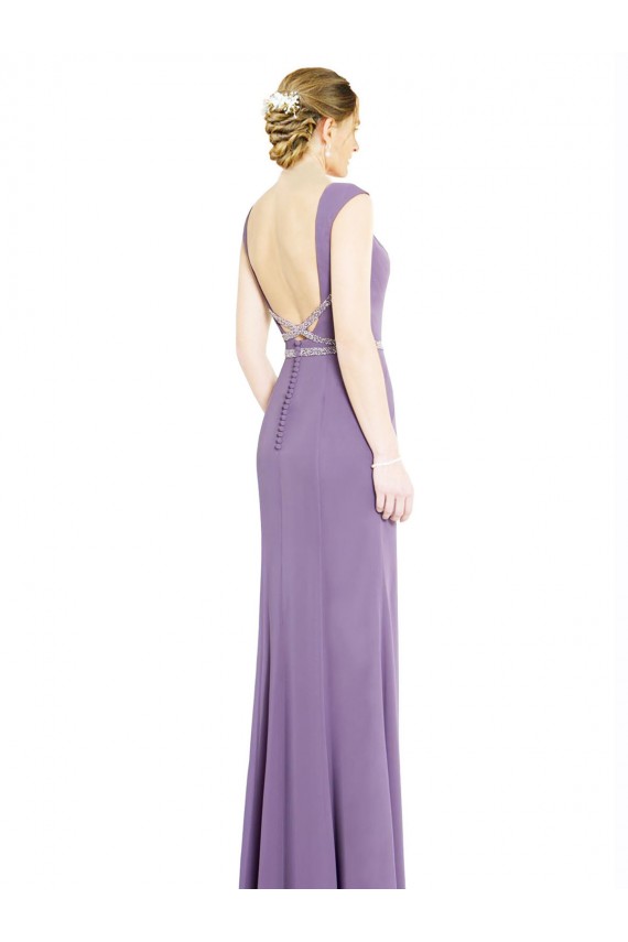 Sleeveless Boat Neck Low Back Soft Chiffon A-Line Formal Dress / Bridesmaid Dress Brisbane