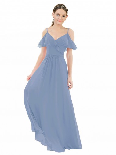 Cap Sleeves V-Neck Lxue Chiffon A-Line Bridesmaid Dress Brisbane