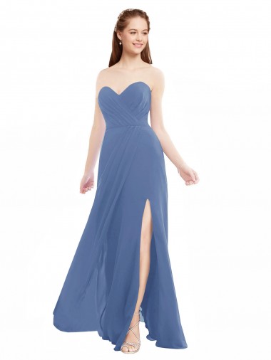 Sleeveless Windsor Blue Sweetheart Soft Chiffon A-Line Bridesmaid Dresses Brisbane