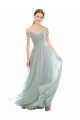 Cap Sleeves Sea Glass Off the Shoulder Soft Chiffon & Lace A-Line Bridesmaid Dress Brisbane
