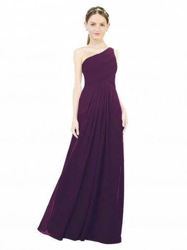 Sleeveless Grape One Shoulder Chiffon A-Line Bridal Party Dress / Evening Dress Brisbane
