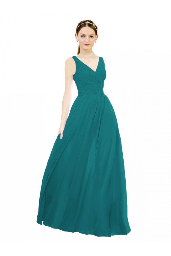 Sleeveless Hunter V-Neck Chiffon A-Line Bridesmaid Gowns Brisbane