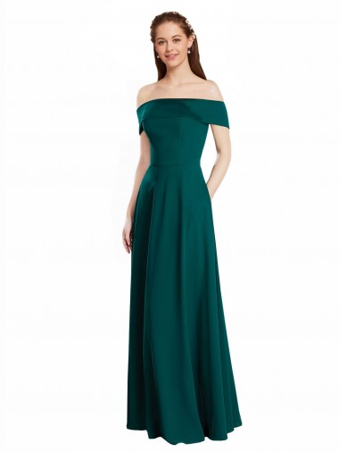 Cap Sleeves Off the Shoulder Soft Chiffon A-Line Bridesmaid Dress Brisbane