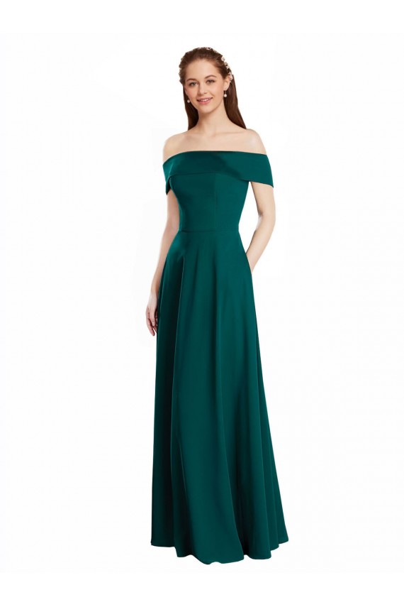 Cap Sleeves Off the Shoulder Soft Chiffon A-Line Bridesmaid Dress Brisbane