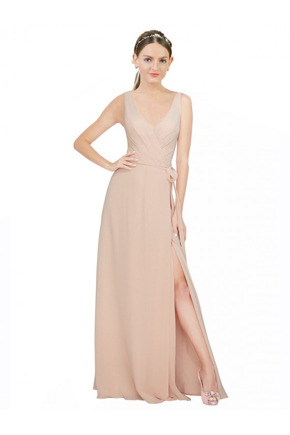 Sleeveless V-Neck Luxe Chiffon A-Line Bridesmaid Dress / Evening Dress Brisbane