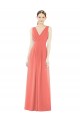 Sleeveless Coral V-Neck V-Back Soft Chiffon A-Line Bridesmaid Dress Brisbane