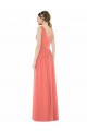 Sleeveless Coral V-Neck V-Back Soft Chiffon A-Line Bridesmaid Dress Brisbane