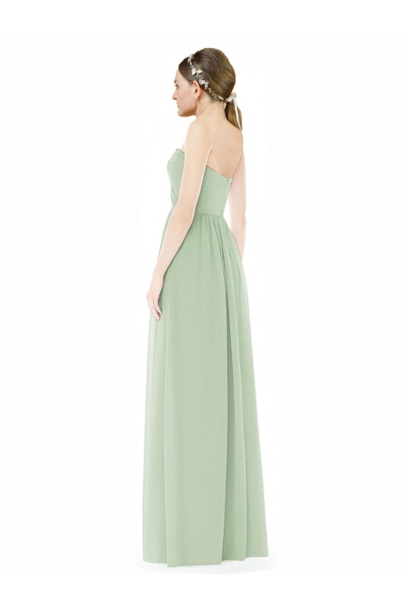 Sleeveless Sage Sweetheart Low Back Soft Chiffon A-Line Semi Formal Evening Dress / Bridesmaid Dress Brisbane