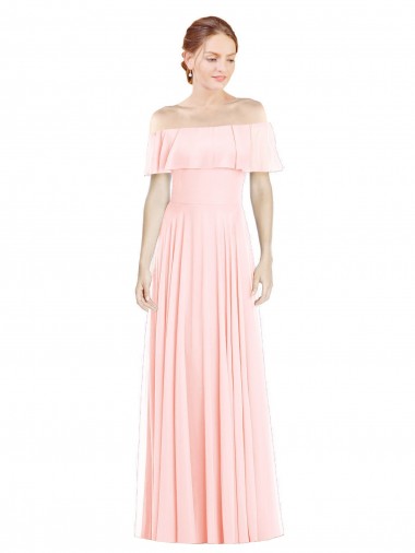 Sleeveless Off the Shoulder Soft Chiffon A-Line Formal Bridesmaid Dress Brisbane