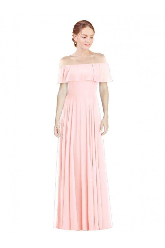 Sleeveless Off the Shoulder Soft Chiffon A-Line Formal Bridesmaid Dress Brisbane