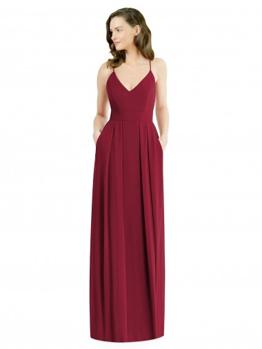 Sleeveless Spaghetti Straps Open Back Soft Chiffon A-Line Semi Formal Evening Dress / Bridesmaid Dress Brisbane