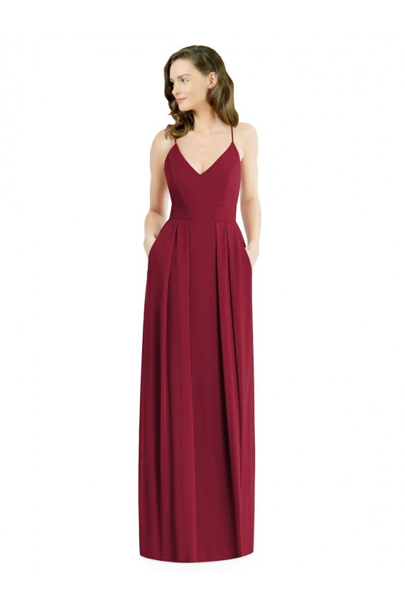 Sleeveless Spaghetti Straps Open Back Soft Chiffon A-Line Semi Formal Evening Dress / Bridesmaid Dress Brisbane