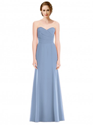 Sleeveless Dusty Blue Sweetheart Soft Chiffon Mermaid Bridesmaid Dress Brisbane