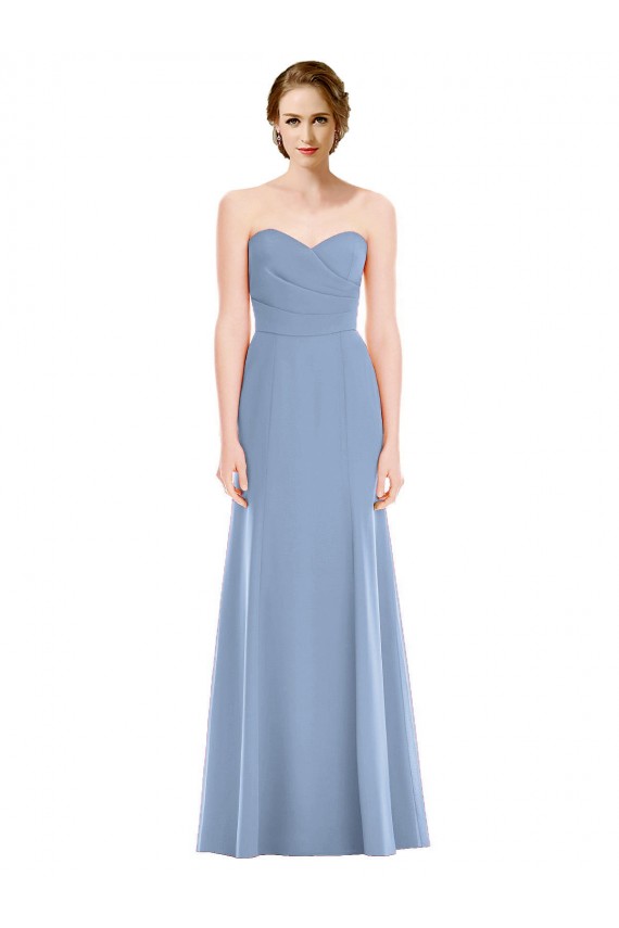 Sleeveless Dusty Blue Sweetheart Soft Chiffon Mermaid Bridesmaid Dress Brisbane
