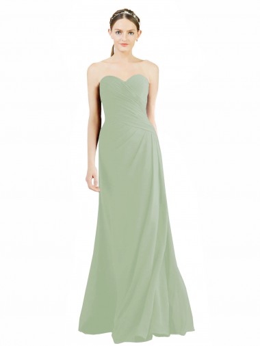 Sleeveless Smoke Green Sweetheart Soft Chiffon A-Line Bridesmaid Dress Brisbane