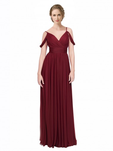 Sleeveless Off the Shoulder Low Back Chiffon A-Line Bridesmaid Dress / Evening Dress Brisbane