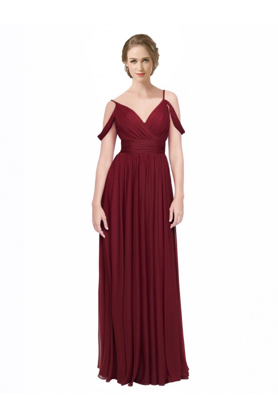 Sleeveless Off the Shoulder Low Back Chiffon A-Line Bridesmaid Dress / Evening Dress Brisbane