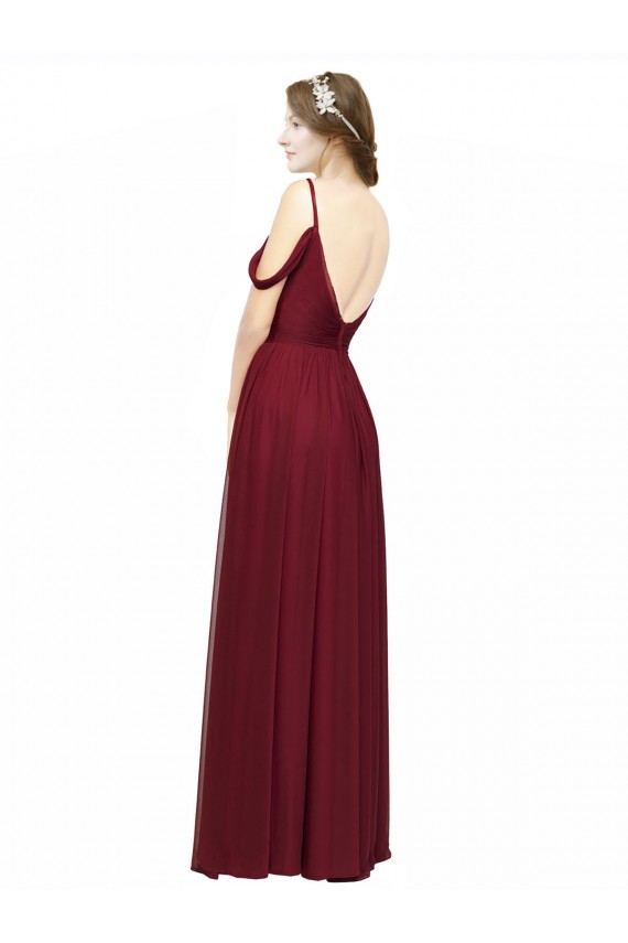 Sleeveless Off the Shoulder Low Back Chiffon A-Line Bridesmaid Dress / Evening Dress Brisbane