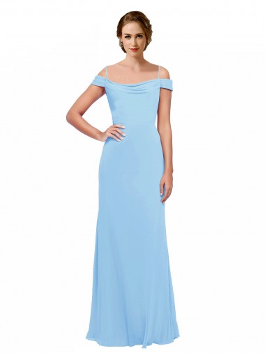 Sleeveless Periwinkle Off the Shoulder Soft Chiffon A-Line Bridesmaid Dress Brisbane