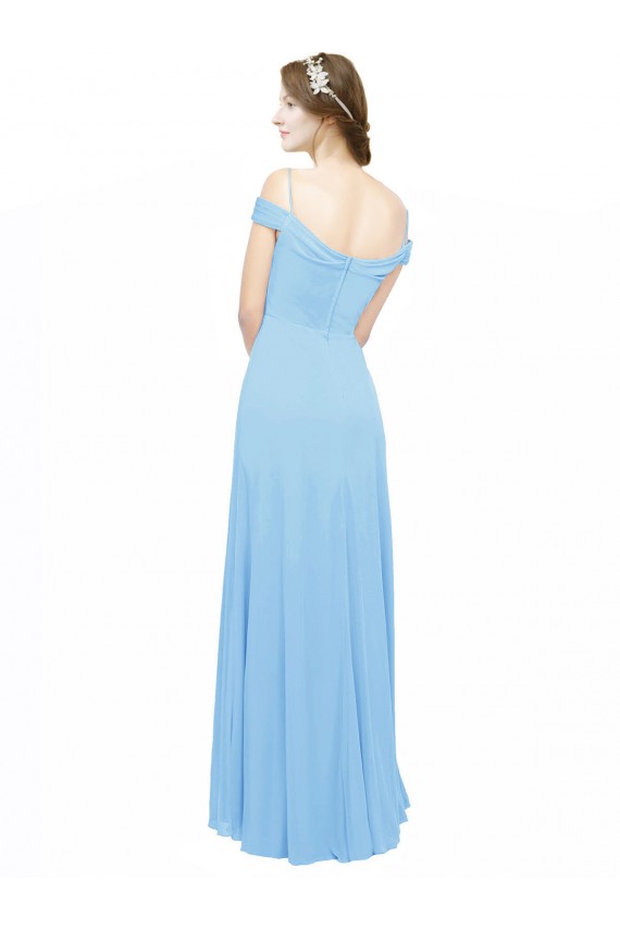 Sleeveless Periwinkle Off the Shoulder Soft Chiffon A-Line Bridesmaid Dress Brisbane