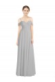 Sleeveless Silver Off the Shoulder Low Back Lxue Chiffon A-Line Bridesmaid Dress Brisbane