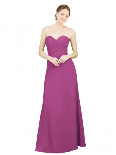 Sleeveless Wild Berry Sweetheart Open Back Soft Chiffon A-Line Bridesmaid Dress Brisbane