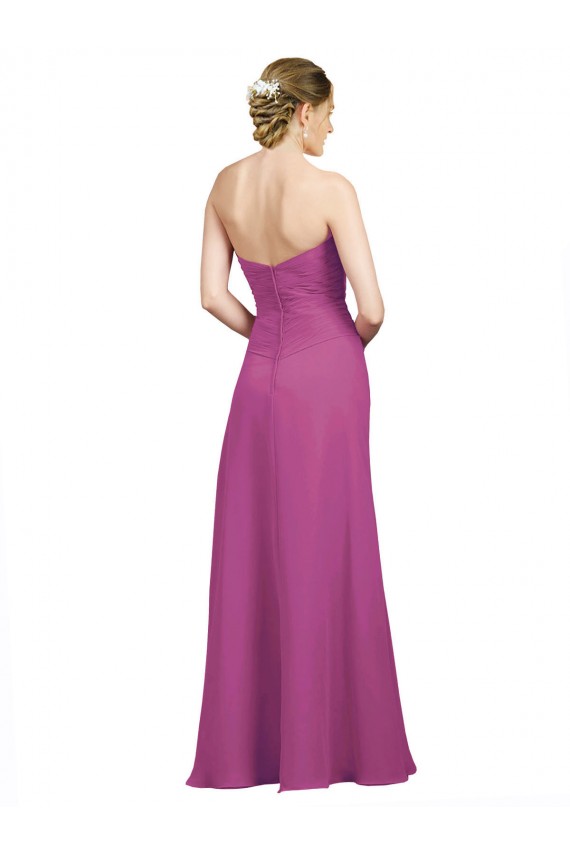 Sleeveless Wild Berry Sweetheart Open Back Soft Chiffon A-Line Bridesmaid Dress Brisbane