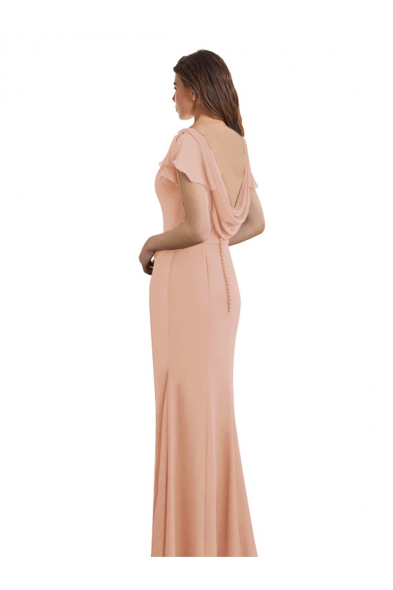 Sleeveless Boat Neck Low Back Soft Chiffon Mermaid Prom Dress / Bridesmaid Dress Brisbane
