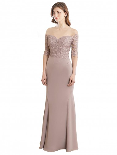 Half Sleeves Sweetheart Keyhole Back Soft Chiffon & Lace Mermaid Bridesmaid Dress Brisbane