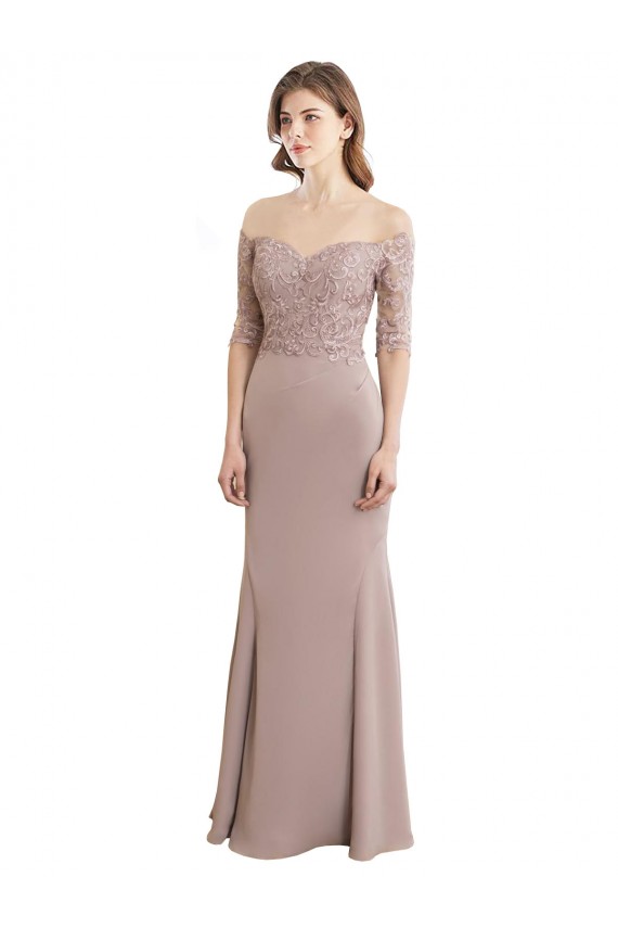 Half Sleeves Sweetheart Keyhole Back Soft Chiffon & Lace Mermaid Bridesmaid Dress Brisbane