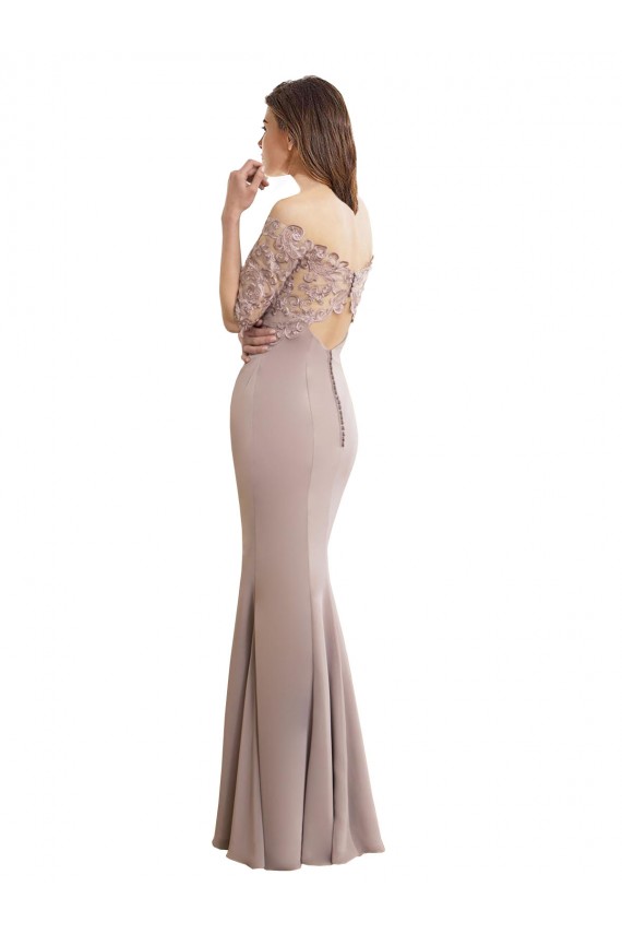 Half Sleeves Sweetheart Keyhole Back Soft Chiffon & Lace Mermaid Bridesmaid Dress Brisbane