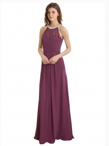 Sleeveless Sweetheart Keyhole Back Chiffon A-Line Bridesmaid Dress / Evening Gowns Brisbane